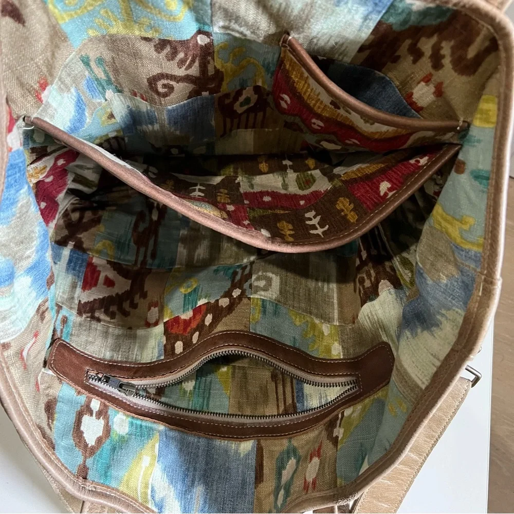 Southwestern Print Canvas Leather Diaper Bag Baby Bag